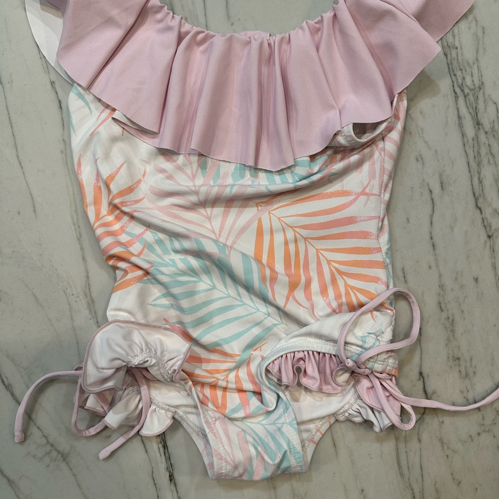 Kids Swim Ruffle One-Piece - Pink, Orange, Blue